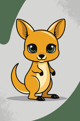 Obraz premium Cartoon kangaroo animal cheerful standing on grey background, Australia Day concept