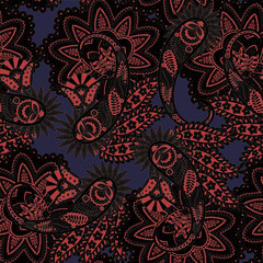 Obraz premium Trendy ethnic-style vector paisley pattern. Seamless Fashionable vector template for any design projects