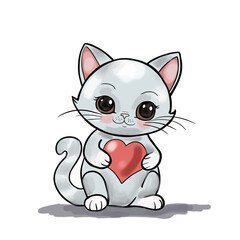 Obraz premium Illustrations with cats and hearts for Saint Valentine