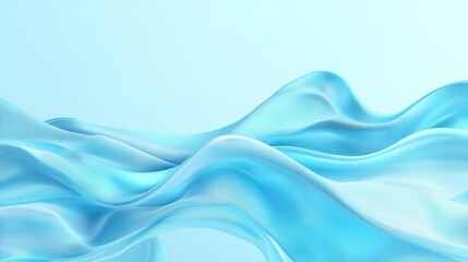 Fototapeta premium Soft Blue Waves Flowing Gently Over Light Background in 3D Style