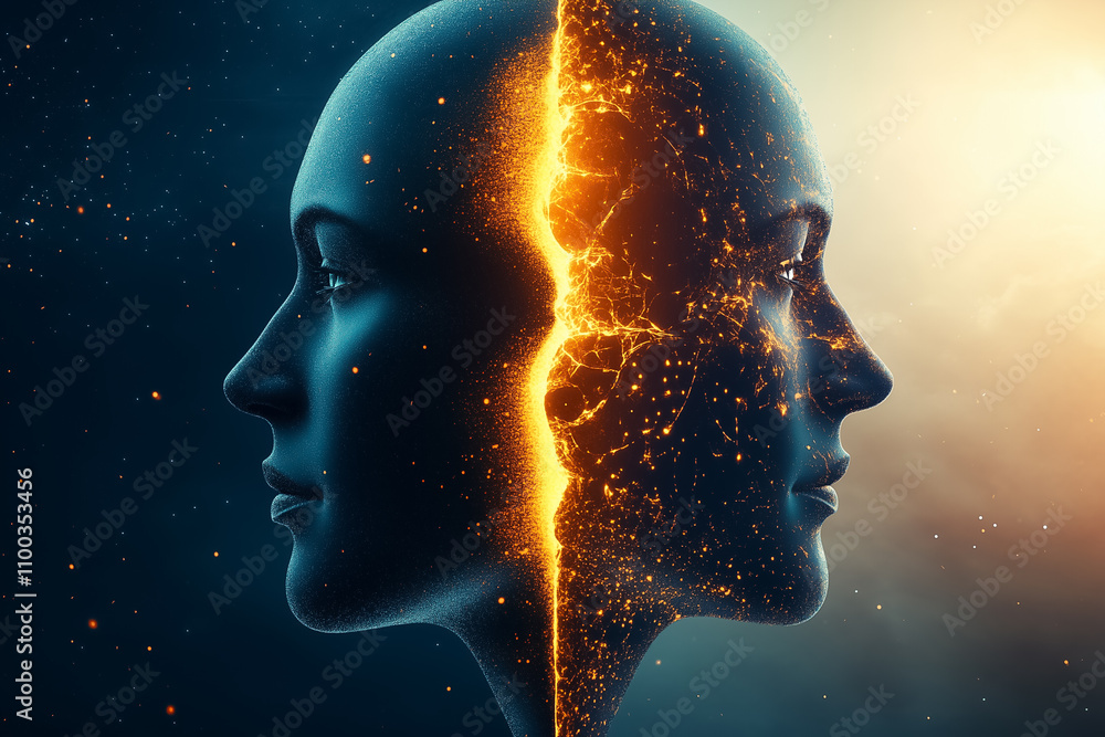 Poster this image shows a split earth, highlighting stark differences in environments and showcasing dualit