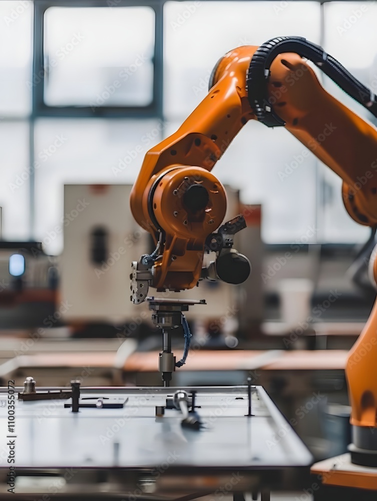 Aufkleber a robotic arm performing tasks in an industrial setting, showcasing automation and precision.
