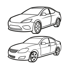 Fototapeta premium Car outline set vector illustration