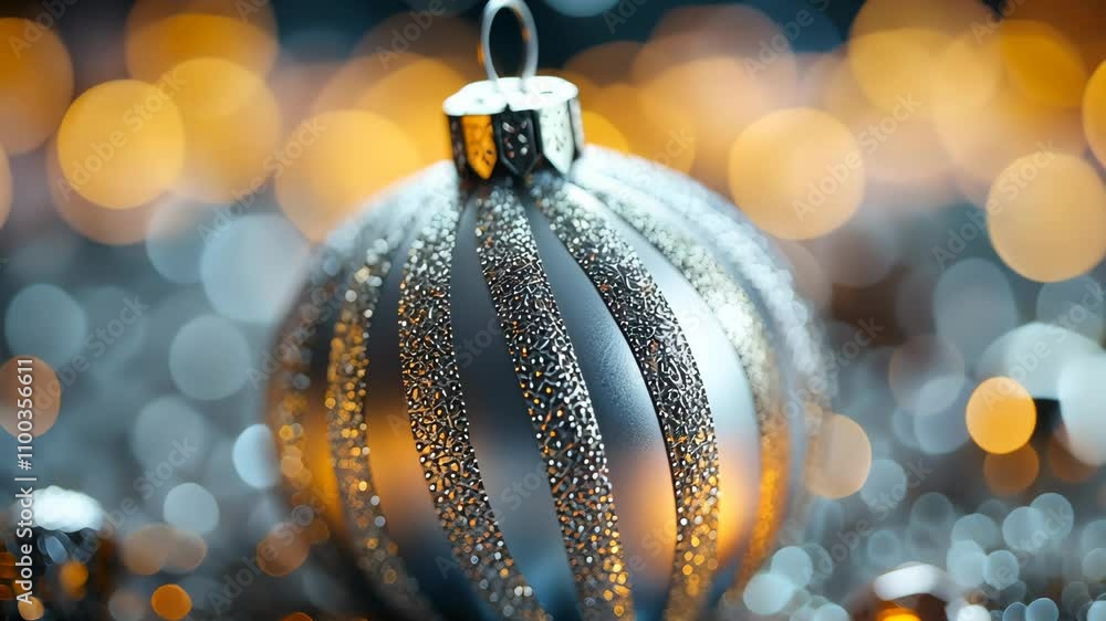 Poster glittering texture of a silver christmas bauble, with its shiny surface and delicate patterns creati