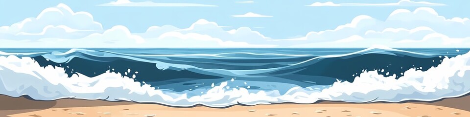 Obraz premium Serene Ocean Waves on Sandy Beach - Vector Illustration
