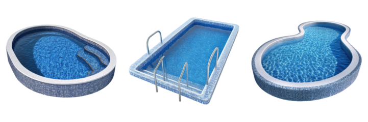 Generic swimming pool isolated on transparent background, Set of