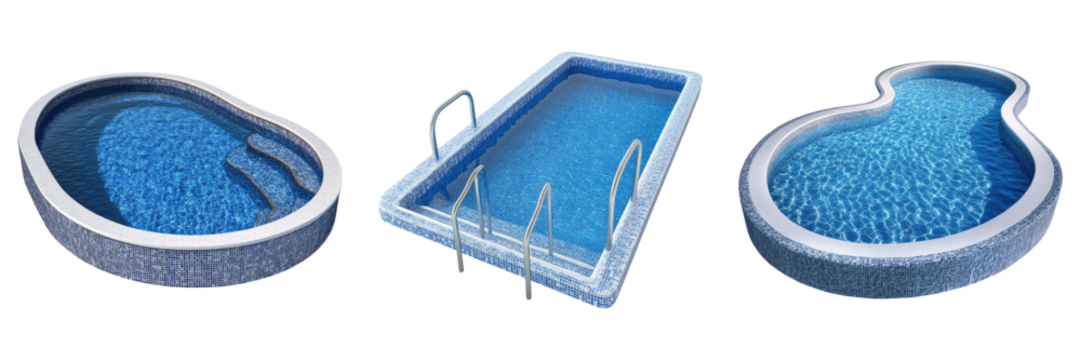 Generic swimming pool isolated on transparent background, Set of