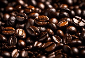 dramatic display coffee beans spread across rich textured surface highlighting their unique shapes colors, artisan, barista, beverage, brew, brown