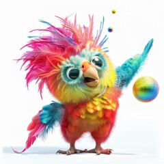 Fototapeta premium A cute parrot with vibrant feathers plays joyfully in a bright, cheerful setting