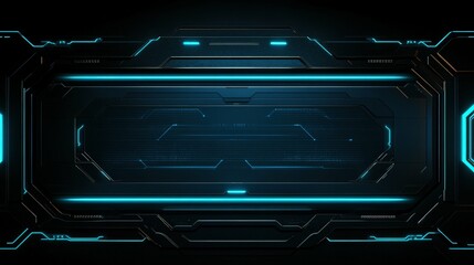 Obraz premium Futuristic digital circuit board with glowing blue lines on a dark background, high-tech atmosphere, accent lighting central patterns,