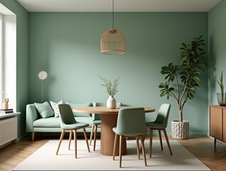 Scandinavian Home Interior Design of a Modern Dining Room.