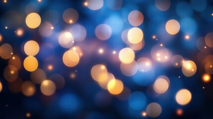 Fototapeta premium Deep blue background with abstract blurred lights, scattered glowing dots, cool atmospheric tone, simple composition
