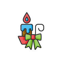 Christmas Day Colorful Icon Design - Luxury Vector Line Art Illustration