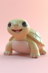Fototapeta premium Cute cartoon turtle is smiling and looking at the camera