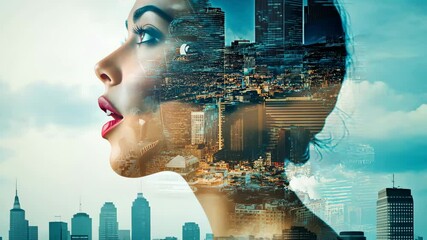 Creative trend collage of female head talking mouth speech news announce communication weird freak bizarre unusual fantasy 4K Video