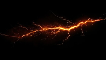 A striking image of lightning bolt with vibrant orange hues against a dark background, showcasing the power and energy of nature.