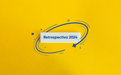 2024 Retrospective. Text on Block Letter Tile on Yellow Background. Minimal Aesthetic.
