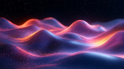 Glowing Particle Waves Across a Dark Night Sky