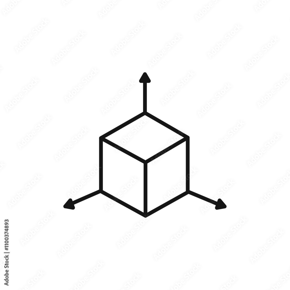 Poster 3d modeling icon isolated flat vector in outline