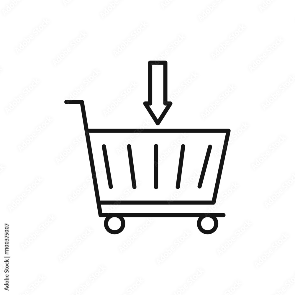 Poster add to cart icon isolated flat vector in outline