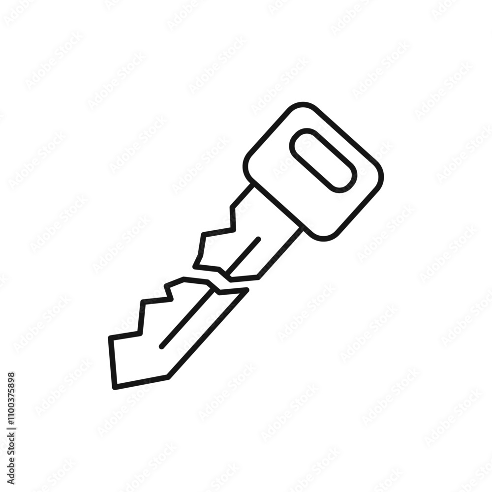 Poster broken key icon isolated flat vector in outline