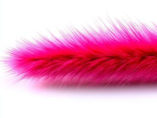 A close up of a pink feather on a white background