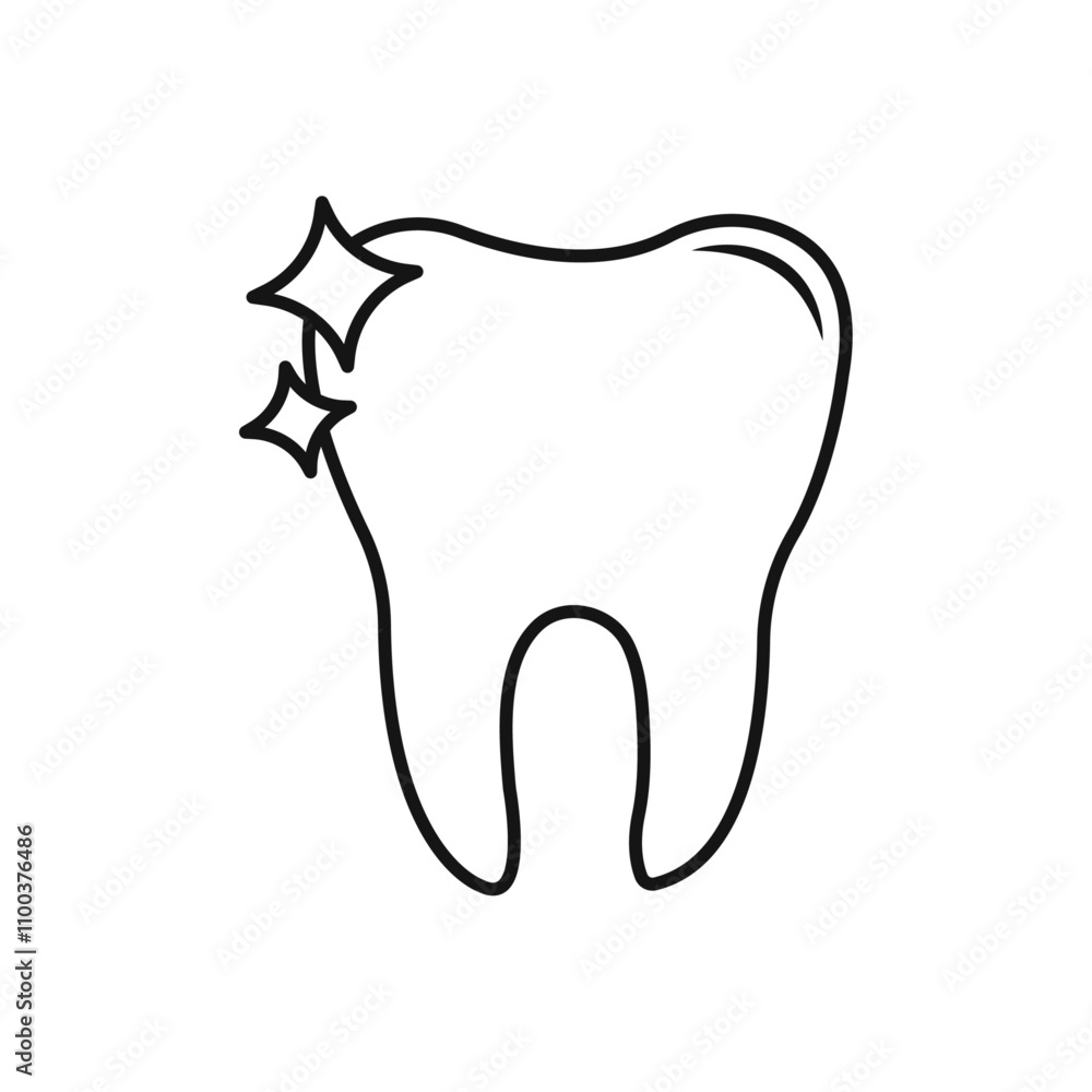 Poster clean tooth icon Isolated flat vector in outline