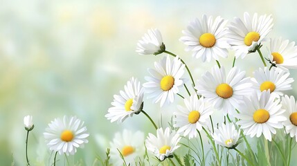 Obraz premium Daisies Swaying Gently in Soft Morning Light with Watercolor Effect