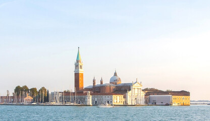 View of San Giorgio Maggiore Island from Venice with Gondolas