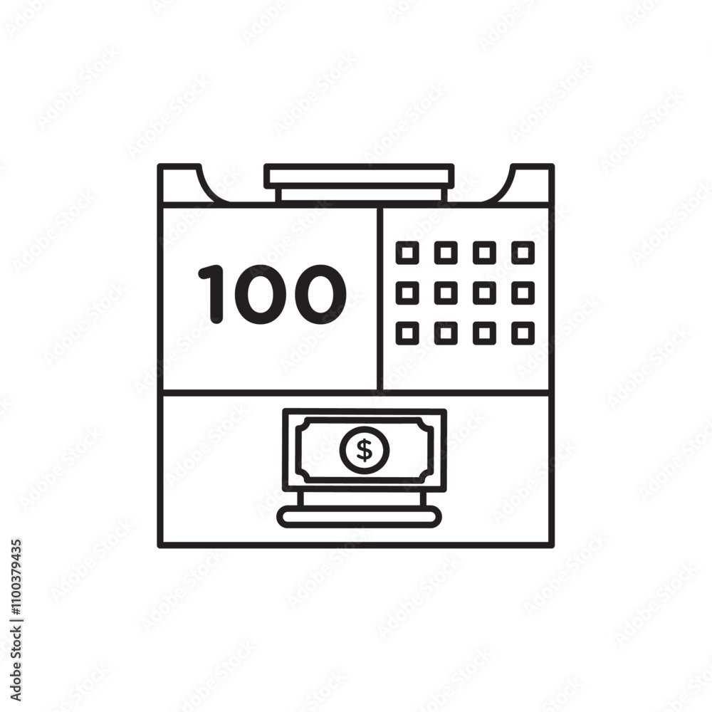 Poster Money counting machine icon Isolated flat vector in outline
