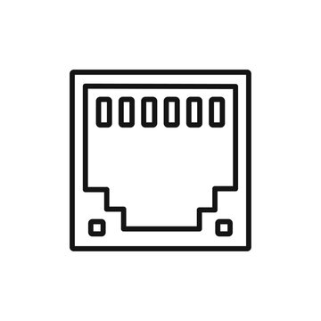 black ethernet port icon simple design clip art preview