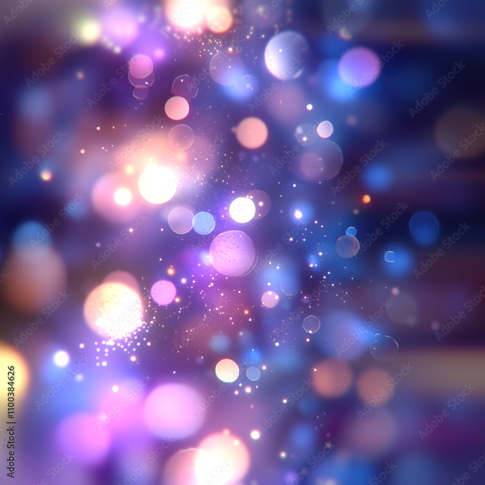 Aufkleber An abstract composition with soft, glowing bokeh circles chaotically scattered in the background. Warm pinks and oranges flow seamlessly into cool blues and purples, creating depth and a sense of magi