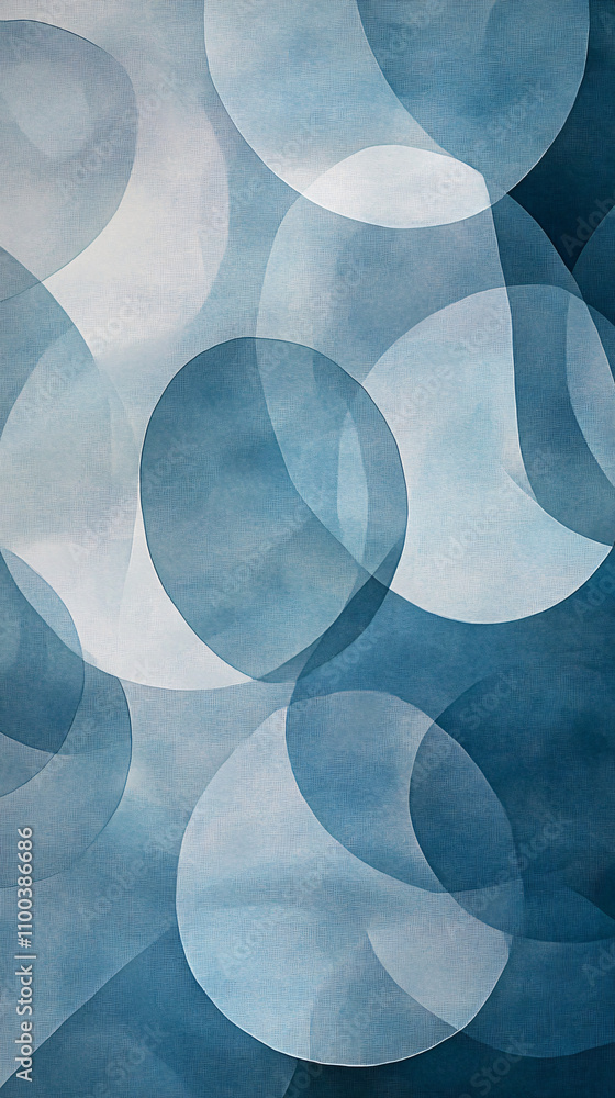Poster abstract shapes in varying shades of blue create a harmonious and soothing background, blending tran
