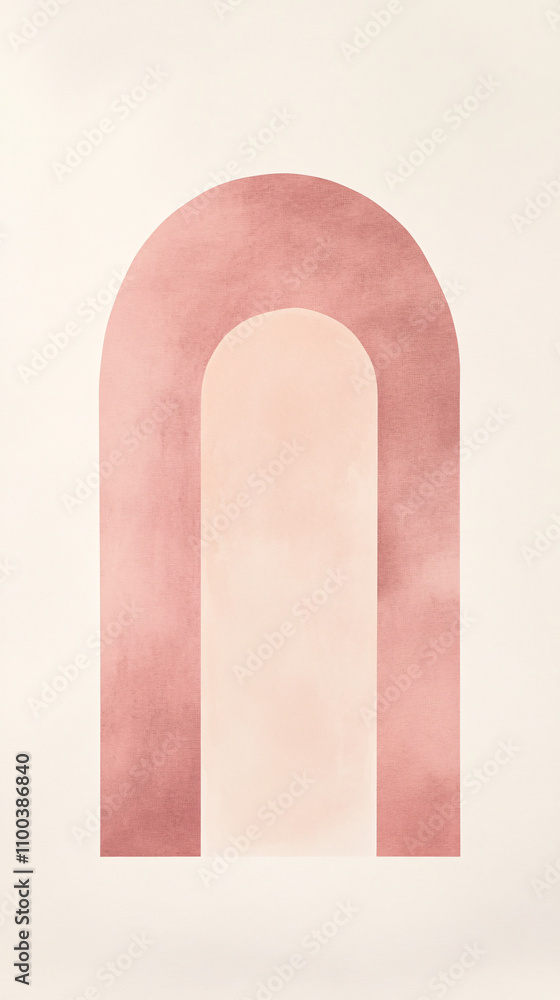 Poster A minimalist abstract design featuring soft pink arches on a light background creating a serene and harmonious composition