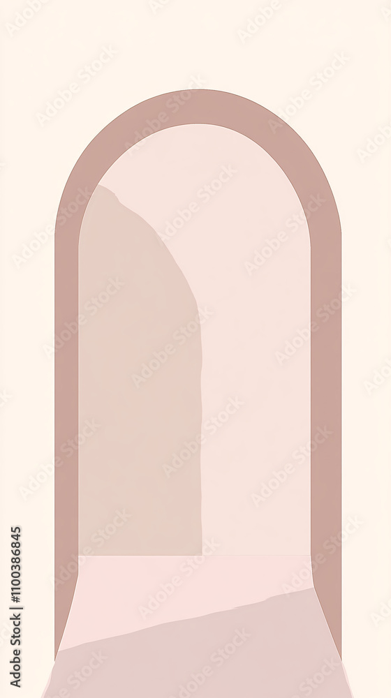 Poster a minimalist archway showcases soft hues and shadow play, creating a serene and inviting atmosphere