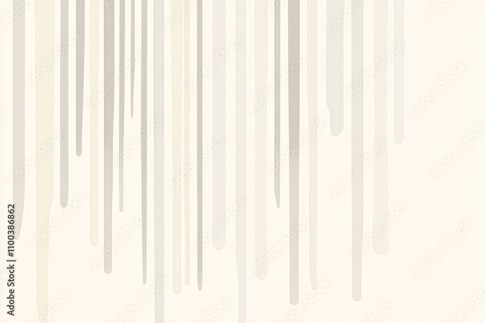 Poster abstract lines cascade in subtle hues of cream and light grey, creating a serene and minimalist back