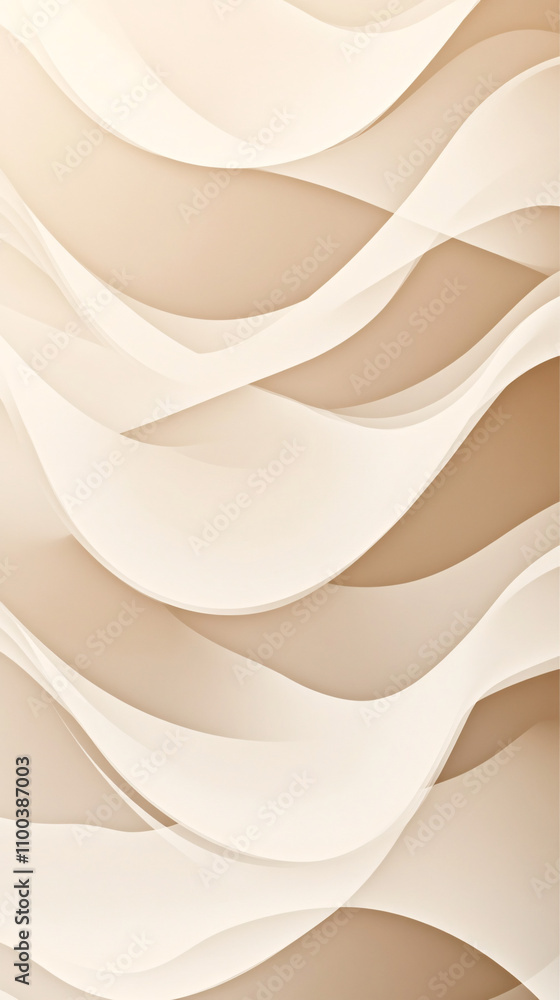 Poster soft and flowing layers create a subtle abstract design in warm beige tones, evoking a sense of calm