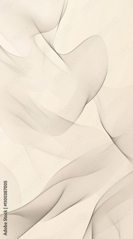 Poster soft flowing lines create an abstract composition with gentle curves and a light, airy feel on a neu