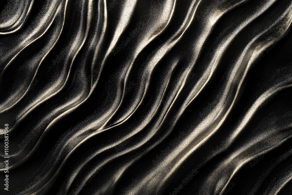 Poster elegant black and gold wavy texture creating a sense of movement and depth with a luxurious feel and