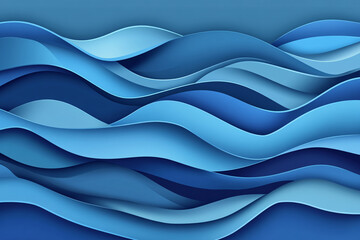 Obraz premium Flowing waves of textured blue layers create a soothing abstract ocean scene evoking calmness and serenity in a harmonious blend of shades