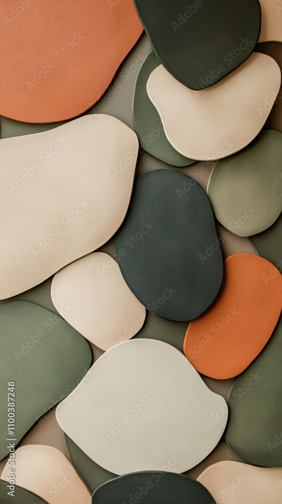 Poster colorful abstract shapes create an interesting and modern wall texture showcasing earthy tones and s