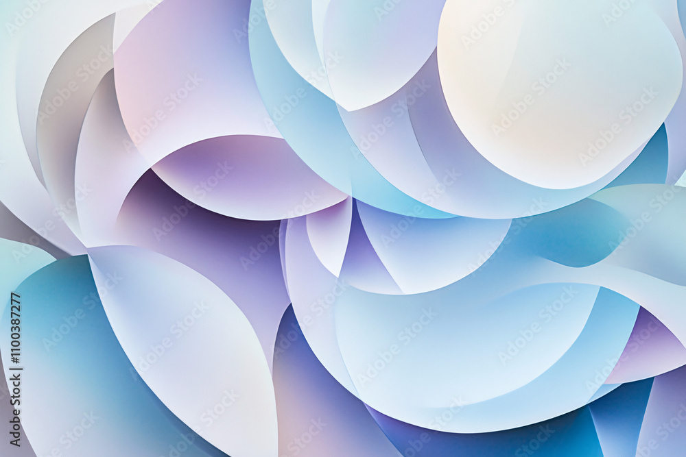 Poster colorful abstract shapes blend harmoniously, creating a soft and soothing pattern with shades of blu