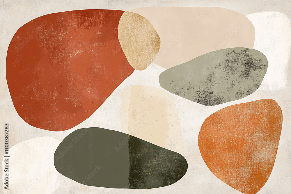 Aufkleber abstract shapes in earthy tones combine to create a modern, minimalist design that adds warmth and s