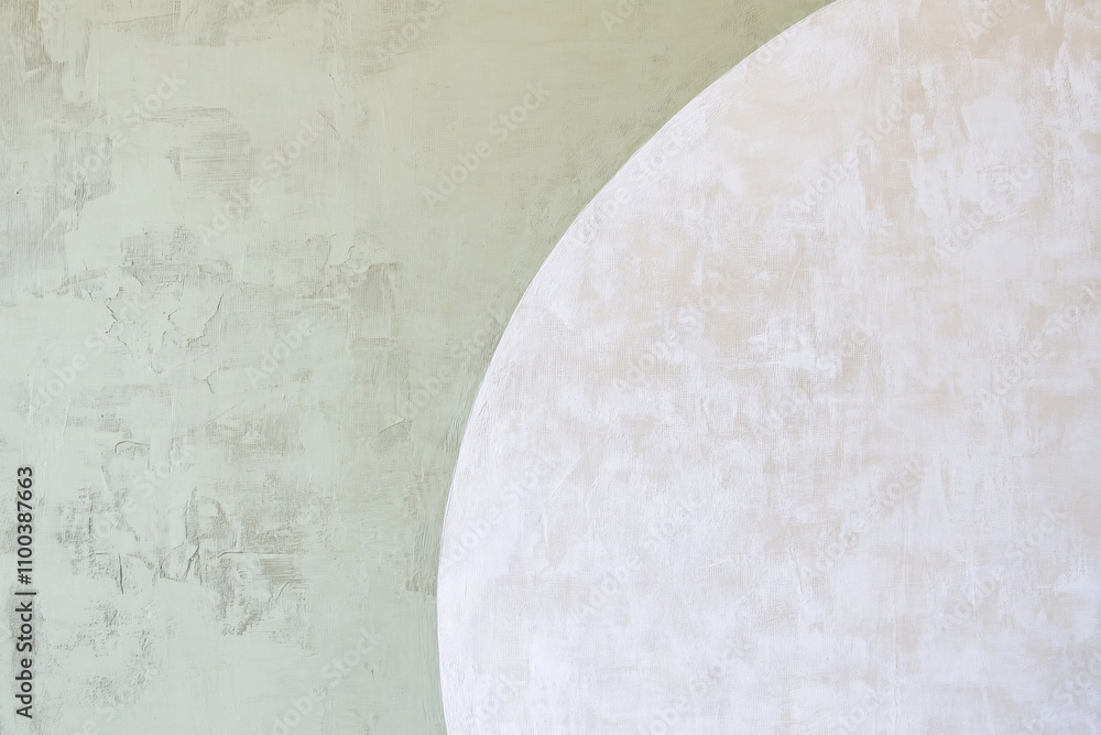 Poster a neutral abstract image featuring textured wall surfaces in gentle hues of green and white with a s