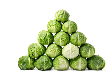 Fototapeta premium Baby cabbages arranged in a pyramid, softly blurred white background with subtle shadows