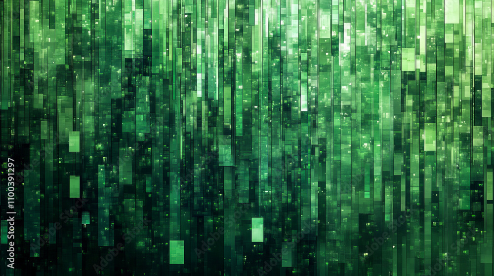 Poster abstract green geometric pattern with vertical rectangles