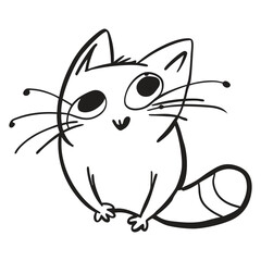 Obraz premium Panic and suprised cat vector illustration doodle line art