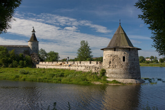 Russia Pskov Kremlin view on a cloudy summer day