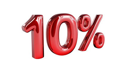 ten percent red 3d on a transparent background