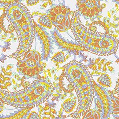 Fototapeta premium Paisley Floral oriental ethnic Pattern. Seamless Arabic Ornament. Ornamental motifs of the Indian fabric patterns.